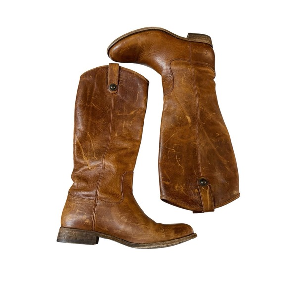Frye Melissa Button Brown Leather Pull On Riding Boots Womens Size 8.5 B - Picture 6 of 7